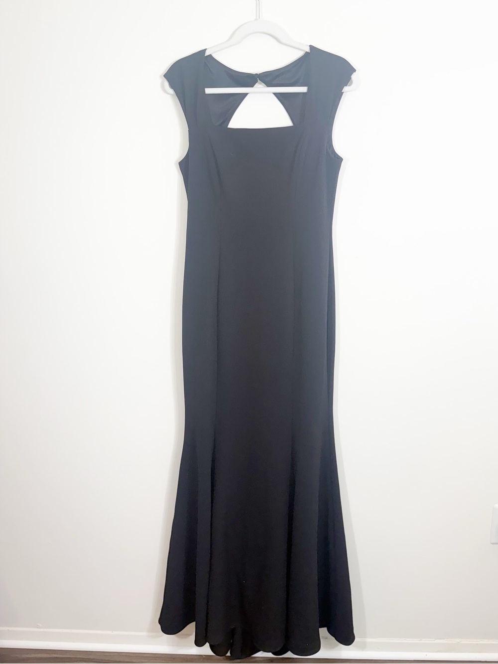 Eliza J Square Neck Scuba Maxi Dress Cap Sleeve Gown Formal Black - Picture 3 of 7